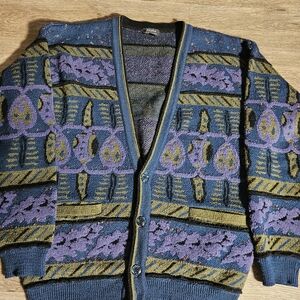 AKIRA Men's Cardigan Sweater - Blue and Purple